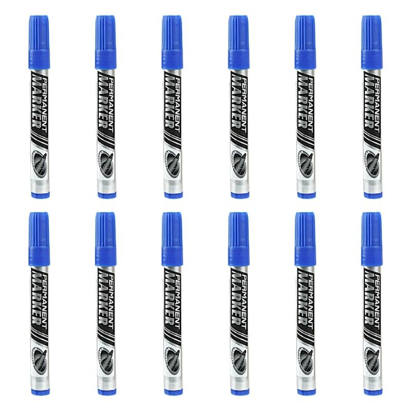 12Pcs Heavy Duty Oil Based Markers Water Resistant Permanent Marker 0.7mm Tip For Industrial Packaging Disc Labeling