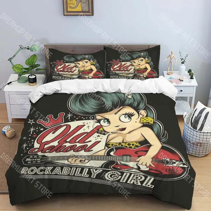 R-Retro rock hip hop music fashion trend print three piece set suitable for children or adults quilt cover pillowcase bedding