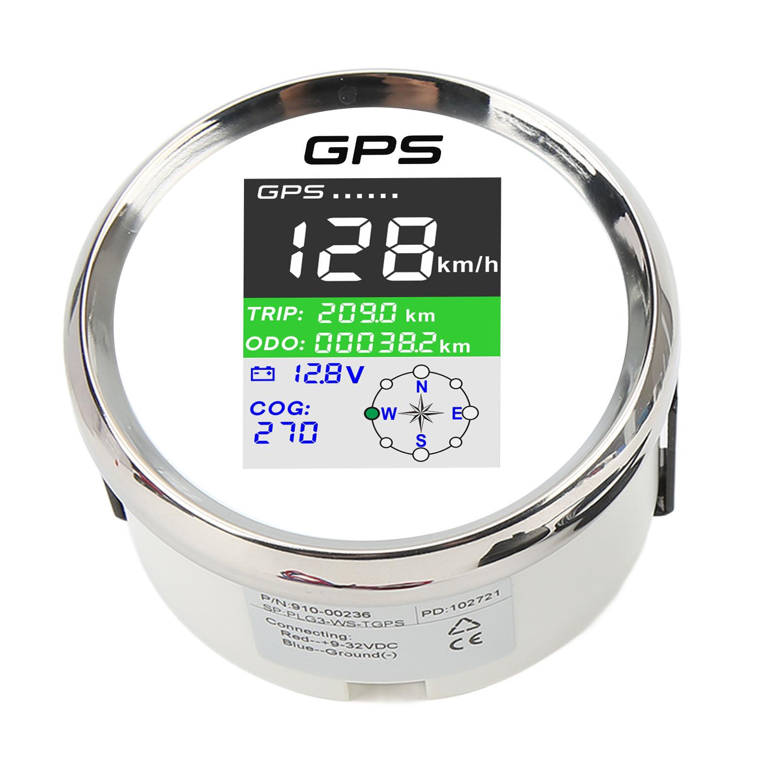 

85mm GPS Speedometer Km h Knot MPH DC9‑32V TFT Screen IP67 Waterproof Speed Gauge Universal for Cars Motorcycles Silver frame белый