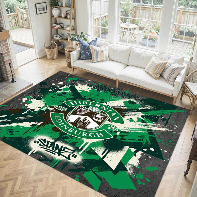 Hibernian FC Design Crystal Velvet Carpet Cozy Non?Slip Printed Rug For Bedroom Living Room Entrance