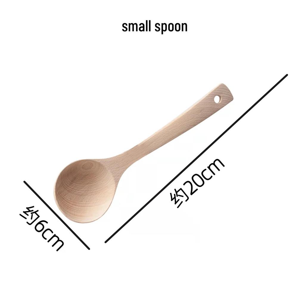 Unpainted Beech Wood Non-stick Spatula and Ladle Set - Modern Simple Wooden Cooking Utensils