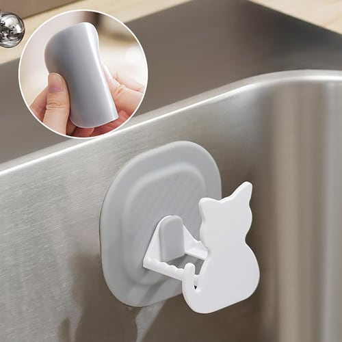 Kitchen Sponge Holder, 2PCS Cute Cat Shape Sponge Holder - Sink Addy with Quick Drying Rack for Kitchen & Bathroom Storage