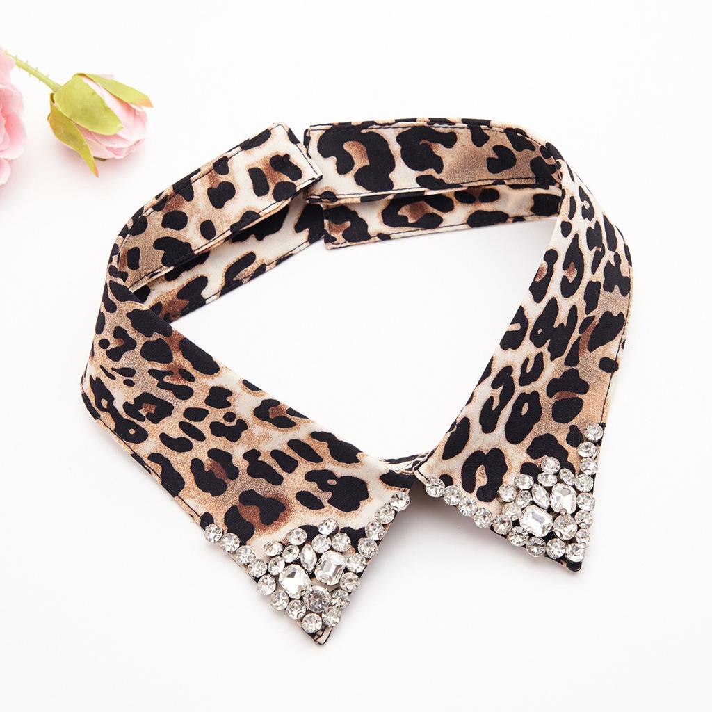 Leopard Rhinestone Decorative Women's Removable Detachable Collar Crystal Fashion Collar Polyester Knit Hand Wash