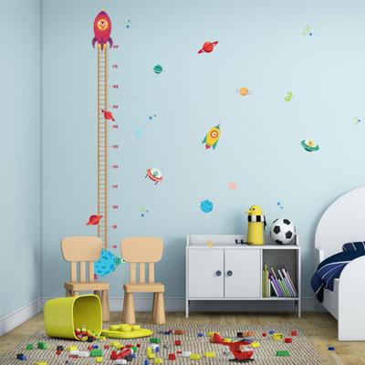 Dessin Animé Fusée Enfants Bébé Mesure de la Taille Autocollant Mural Maison Chambre
