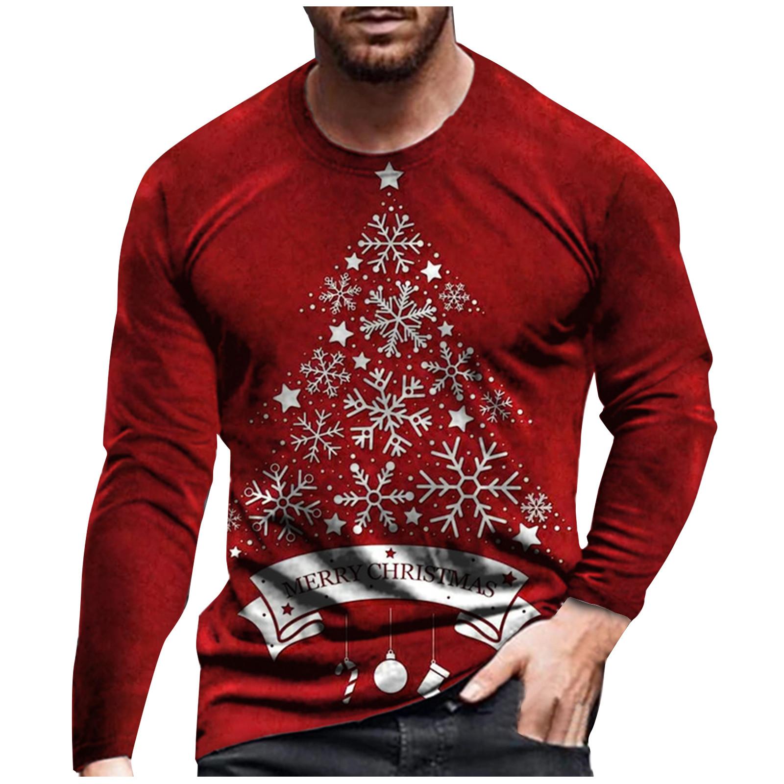 

Рождественский свитер с круглым вырезом, весенний и с длинным рукавом XXL винный