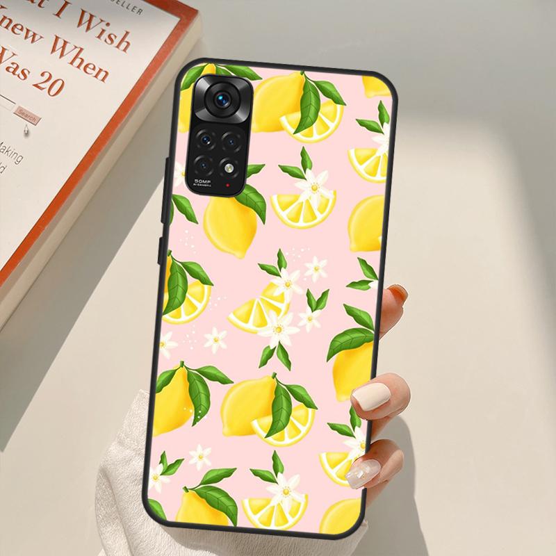 Tropical Summer Fruit Lemon Case For Xiaomi Redmi Note 11 Pro 8 9 11S 10S 9S Note 10 Pro Cover For Redmi 10 10C 9A 9C