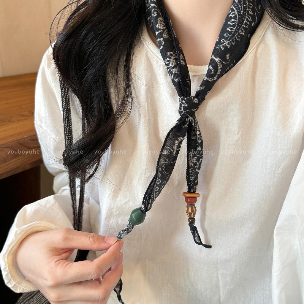Maillard Bead Leopard Print Scarf Necklace, Fashionable and Versatile Necklace