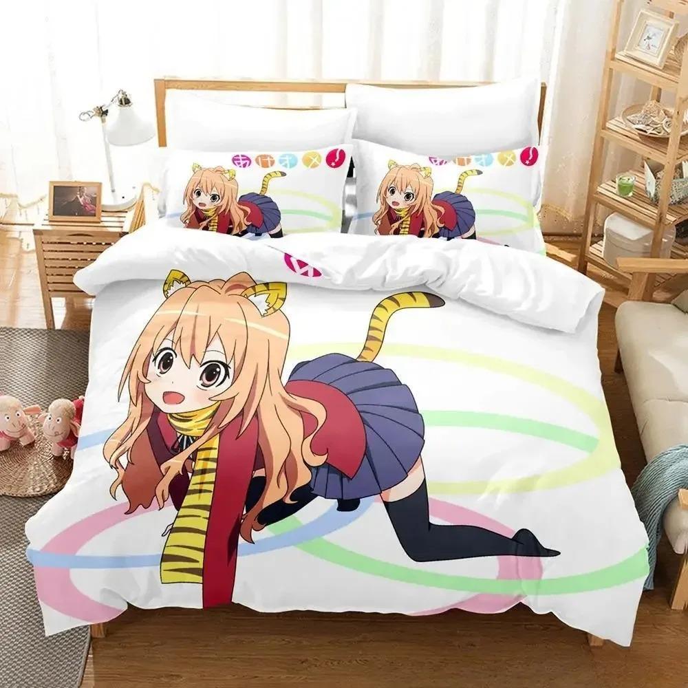 Toradora Bedding Set Single Twin Full Queen King Size Bed Set Adult Kid Bedroom Duvet Cover Sets 3D Print Anime Bed Sheet Set