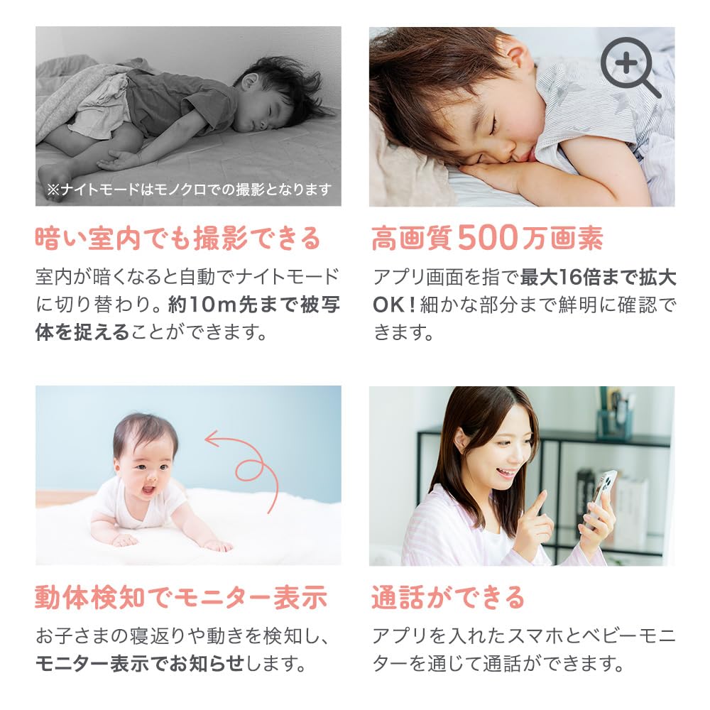 SOTTOMI Baby Baby Monitoring Auto App Pet Security Anju Smile Monitor, Camera, Conversation, Tracking, Elderly, Wi-Fi Connection, Compatible,