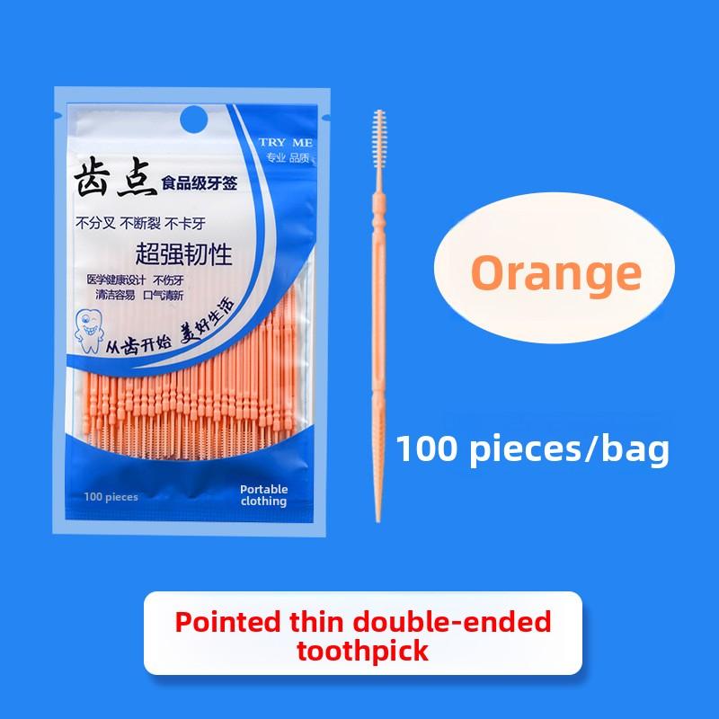 

100 штук портативных зубочисток 100 sticks per bag оранжевый