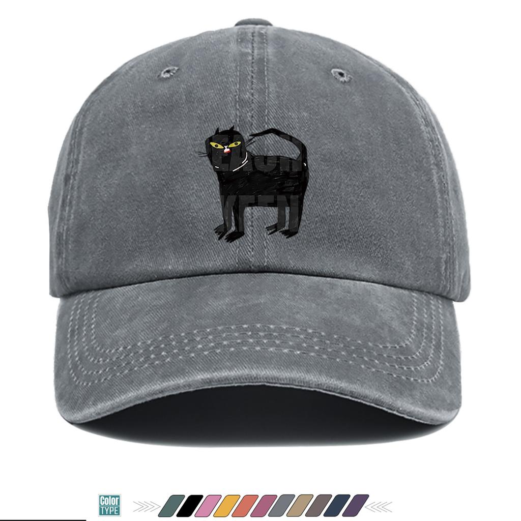 pc Black Cat Print Pattern Baseball Cap Creative Personalized Graffiti Design Trendy Fashion Street Style Unisex Adjustable H