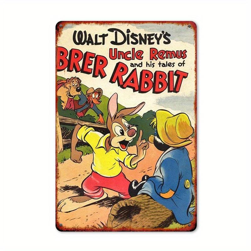 [2D Flat] 1pc BREER RABBIT & UNCLE REMUS 20.32x30.48 Cm Metal Wall Art - Vintage-Inspired Iron Hanging Decor for Youngsters Room