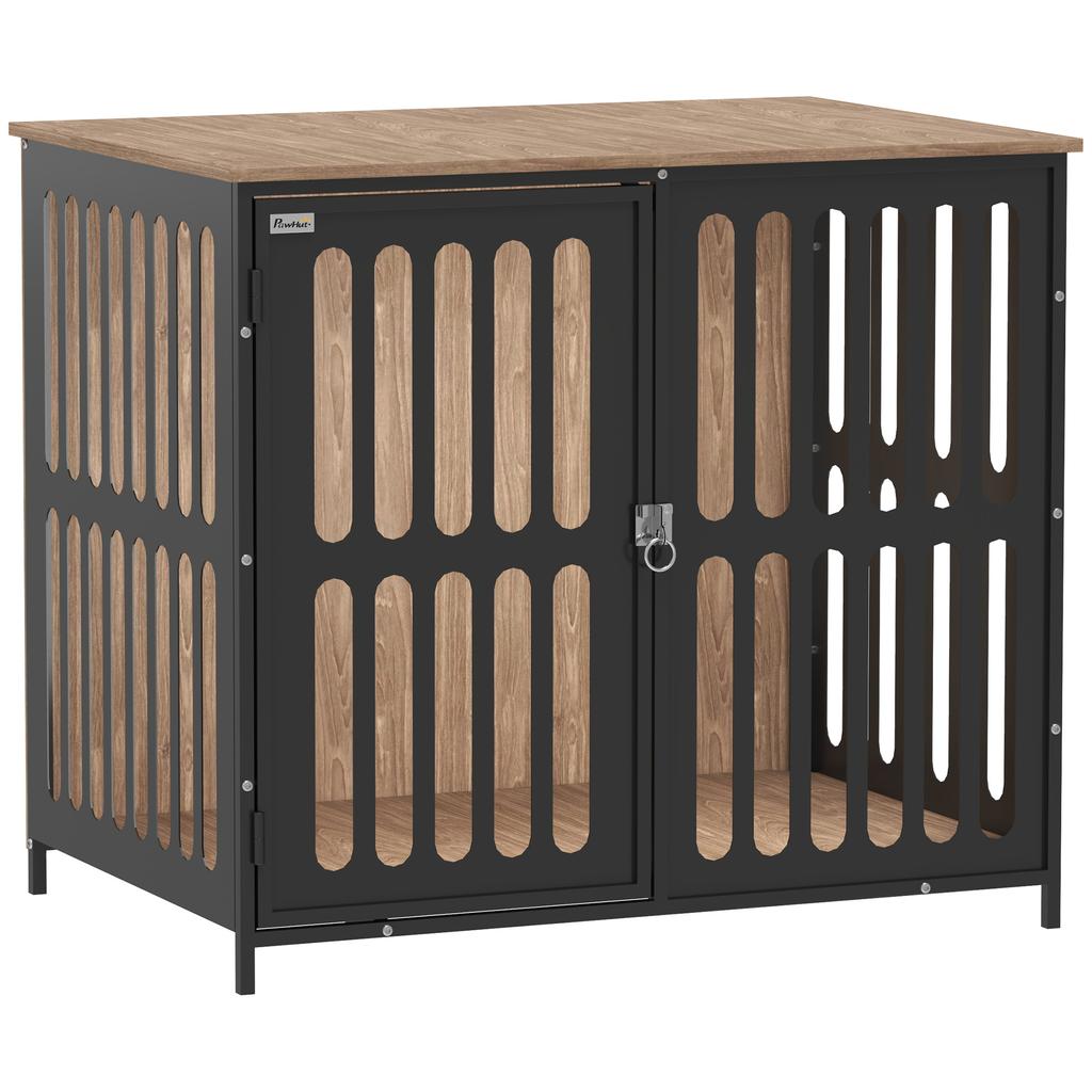 Dog Crate Furniture with Anti-Chew Resistant Mesh, Anti-Escape Single Door, for Medium Dogs, 80 x 55 x 72 cm