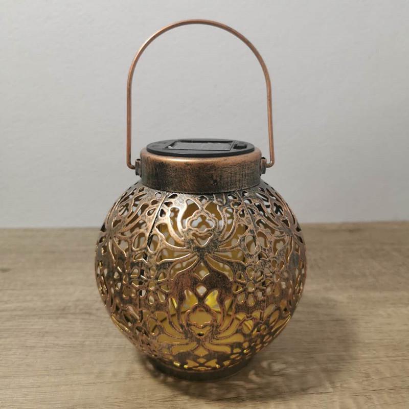 Cross-Border Solar Lantern: Wrought Iron Peony Projection Light for Outdoor Garden and Courtyard.