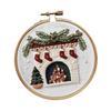 Christmas Embroidery Kit Cotton Hoop Cross Stitch Set Printed Pattern Crafts Package for Holiday Decoration Beginners