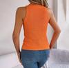 Damen T-Shirt mit V-Ausschnitt, ärmellos, einfarbig, für Damen, T-Shirt, Street-Strickmode