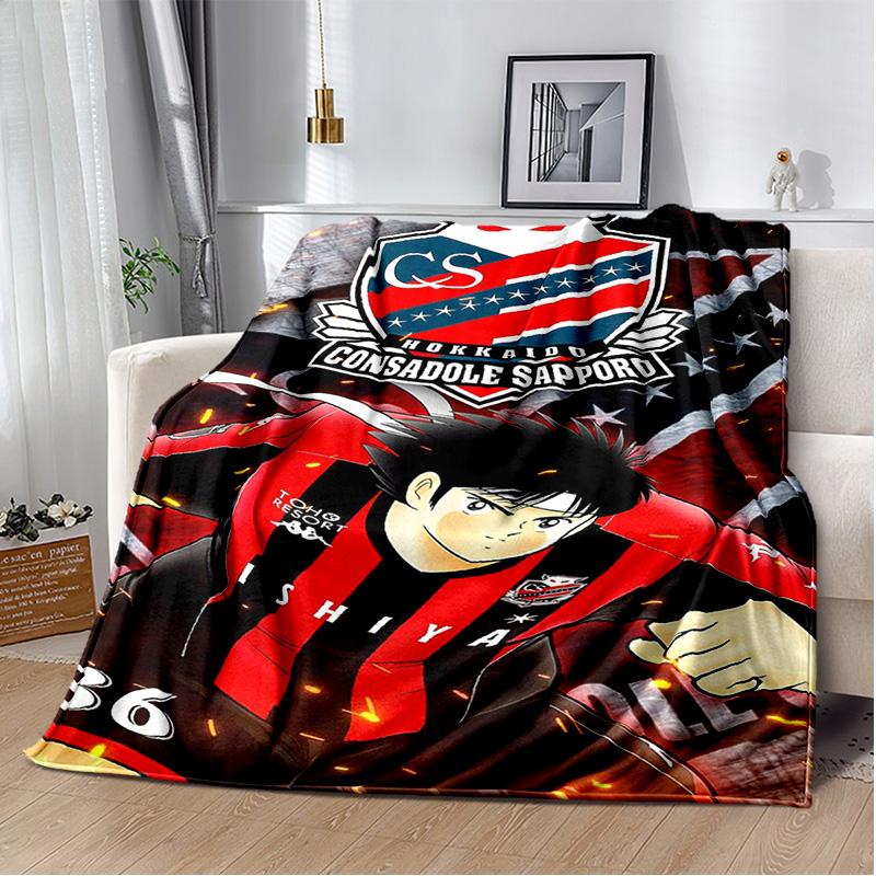 Anime Captain Tsubasa Fußball-Cartoon-Decke, weiche Überwurfdecke für Zuhause, Schlafzimmer, Bett, Sofa, Picknick, Reisen, Büro, Decke, Kind