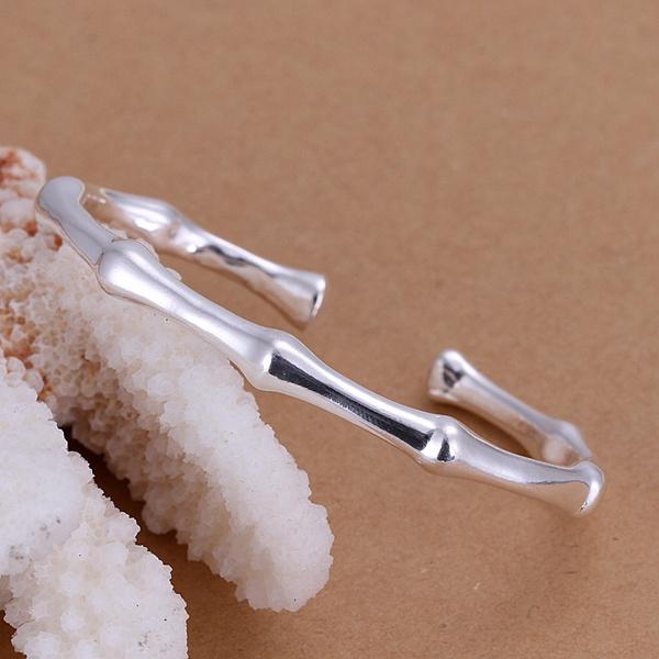 Silver Color Girl Women Children Christmas Gift High Quality Bamboo Open European Style Bangle Bracelet Fashion Jewelry B095