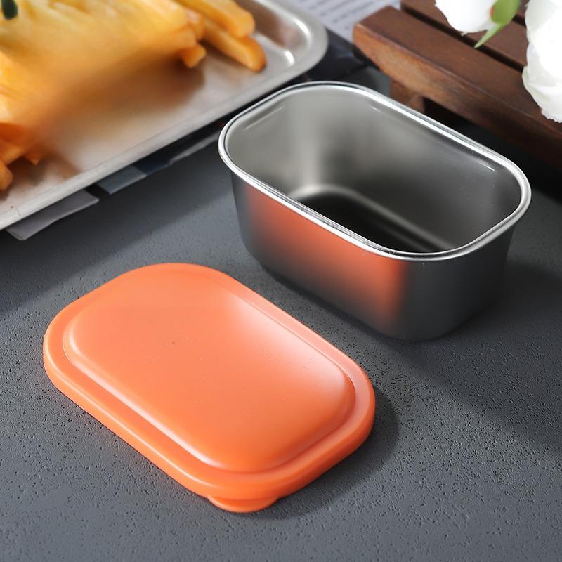 

Соусница из нержавеющей стали 304 с герметичной крышкой, контейнер для приправ, герметичная силиконовая крышка, контейнер для приправ, портативный контейнер для хранения оранжевый