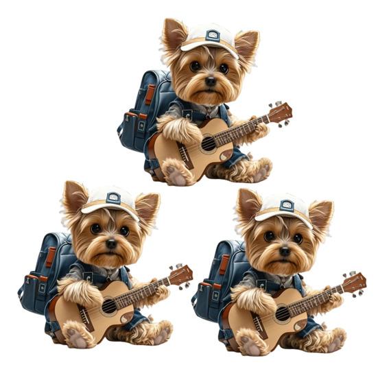 Yorkie Bilventilklips Søt Hund Luftfrisker Bilheng med Duftpute Gave til Hundeelskere Gitarinteresserte