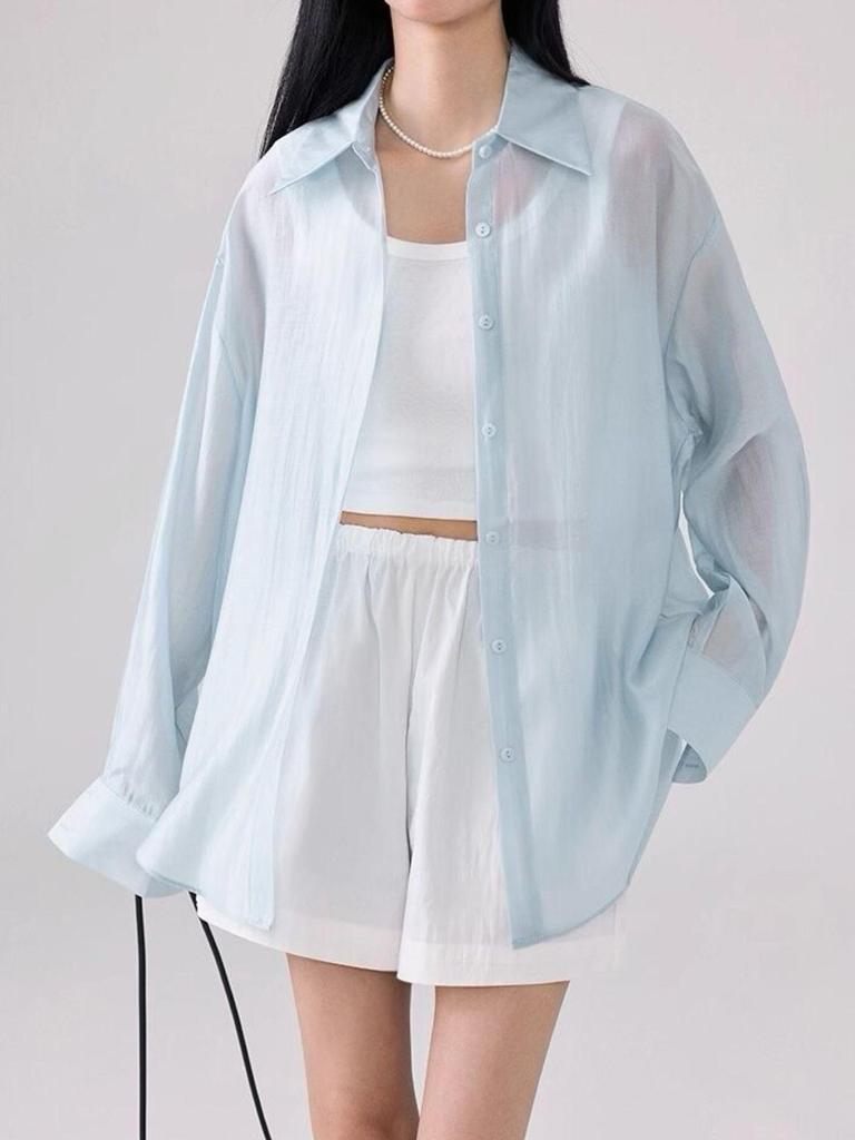 Back Slit Oversized Linen Shirt (5 COLOR)