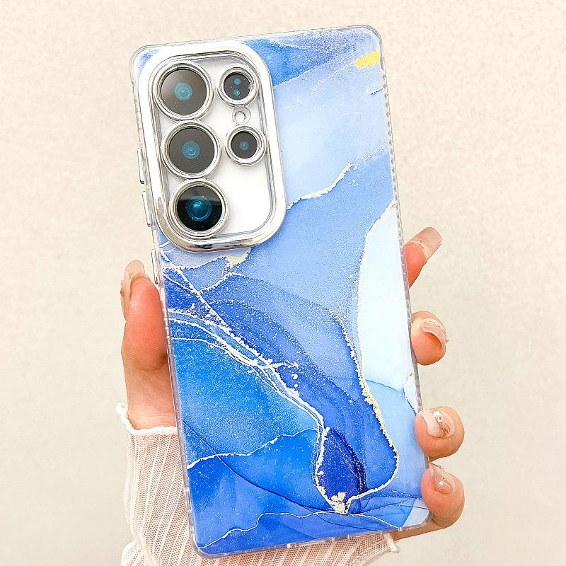 Suitable for New Samsung S25 Ultra Mobile Phone Case S24plus Double Sided Coated Imd Electroplated Marble A55 Case