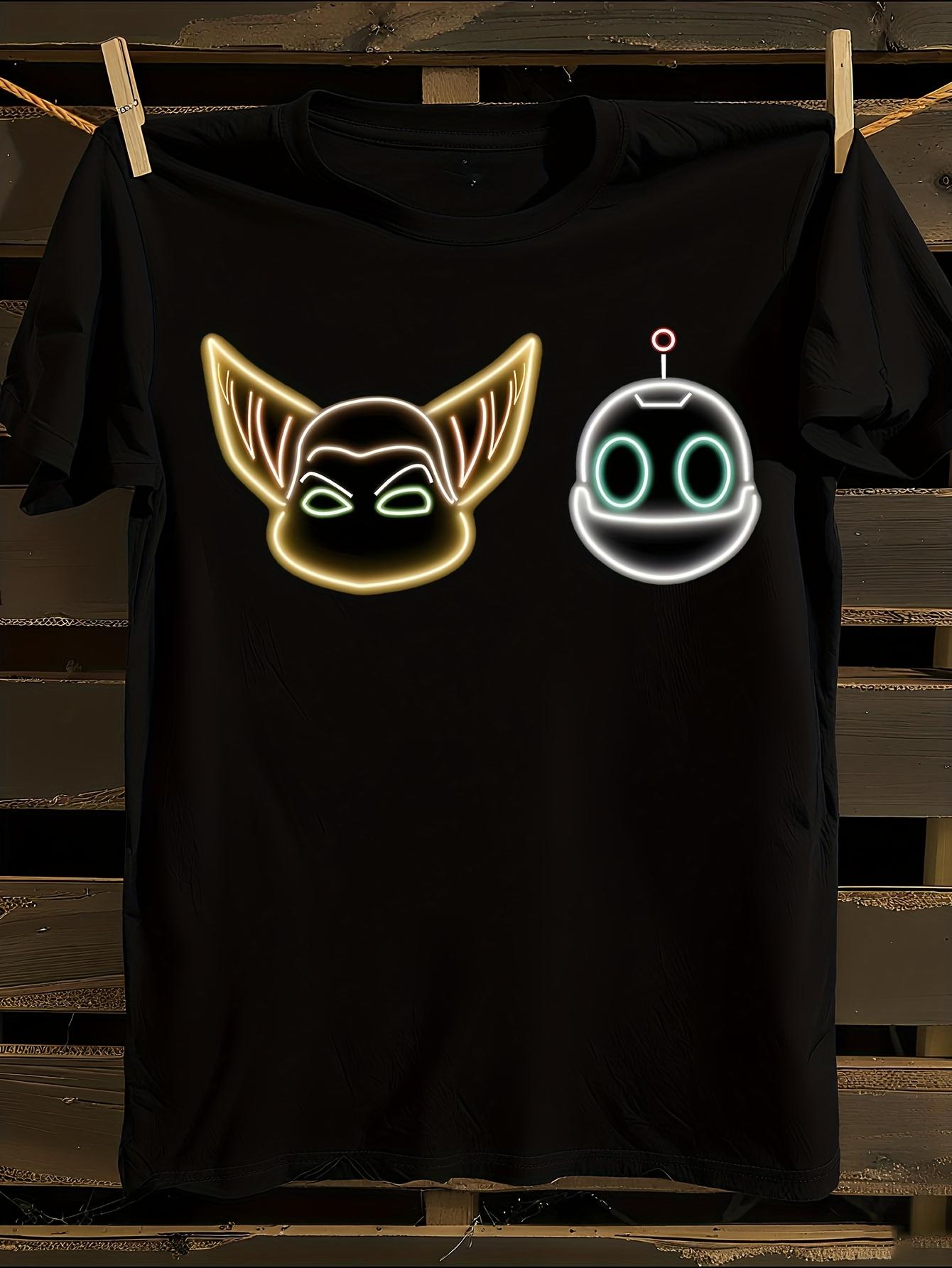 Ratchet and Clank Neon Glow Graphic T-shirt XXXL