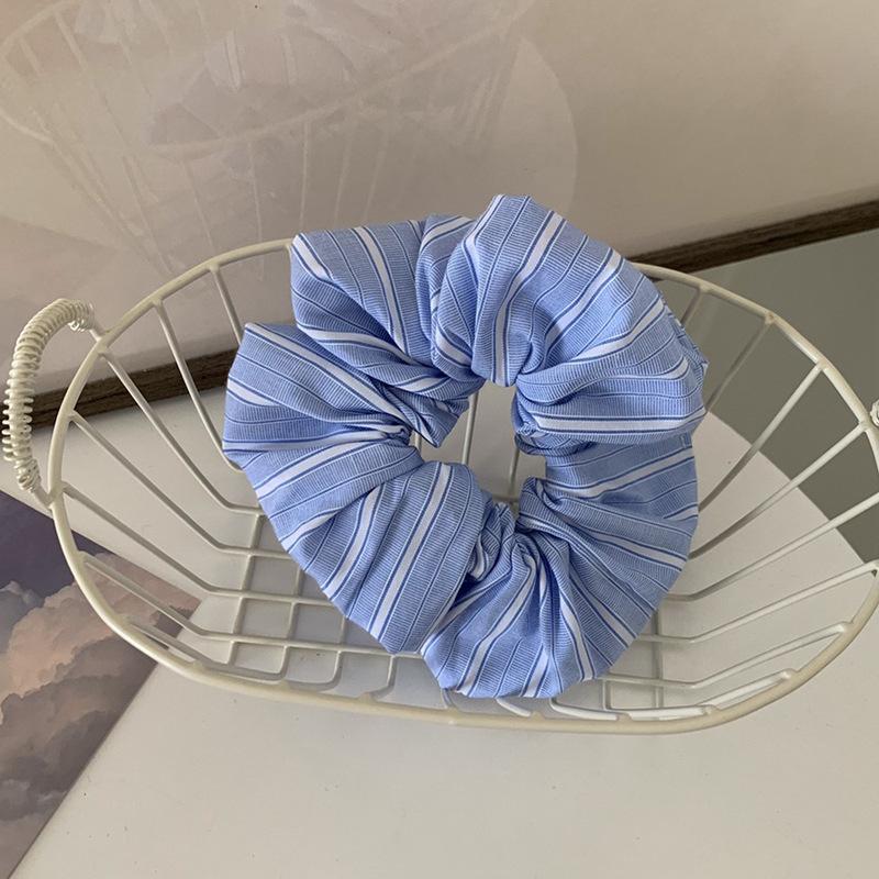 Striped Blue Color Scrunchies Large Size Hair Ties Fresh Sweet Elastic Hair Band Women Hair Accessories