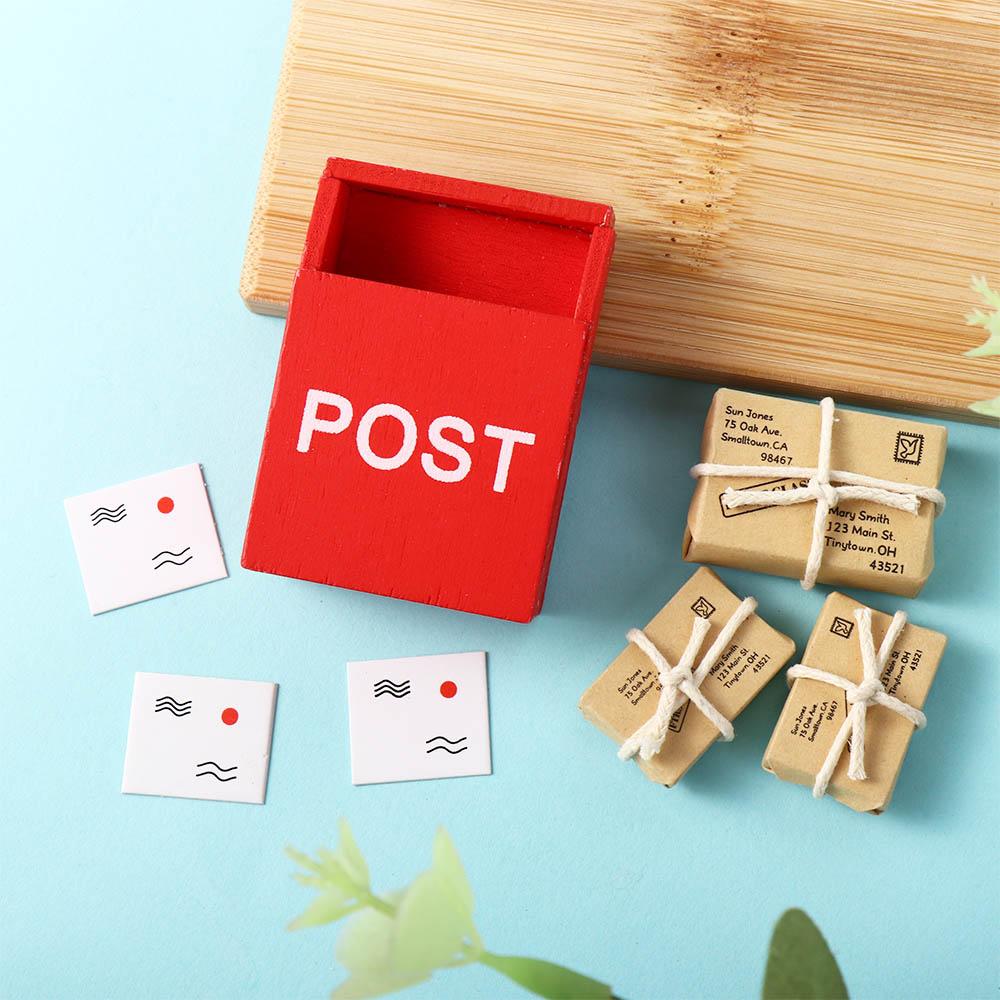 With Mail Sack Postcard Simulation Furniture Toy Dollhouse Miniature Letter Box Mini Mailbox