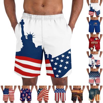 Men's Casual Trendy Independence Day Printed Shorts, Lightweight Breathable Athletic Shorts For Men