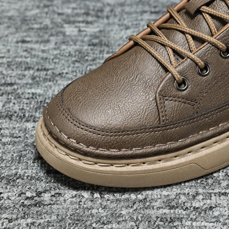 Spring New Men Leather Casual Shoes Fashion Comfortable Lace-up Platform Walking Footwear Sneakers Loafers Flats Shoe Zapatillas