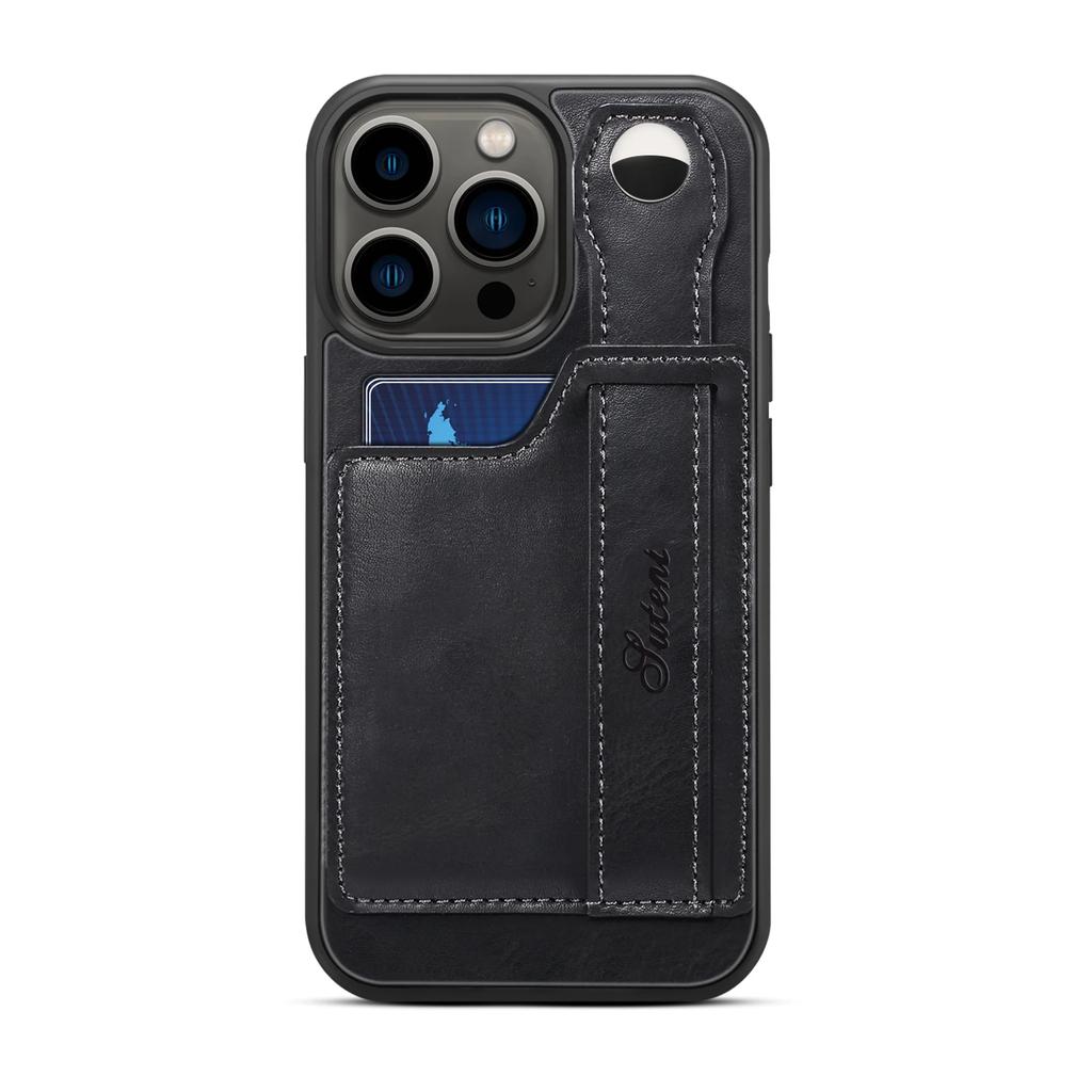 Cards Solt Wallet Wrist Band Leather Case for IPhone 14 15 Pro Max 12 13 11 XS X XR 15Plus Bracket Wristband KickStand Cover
