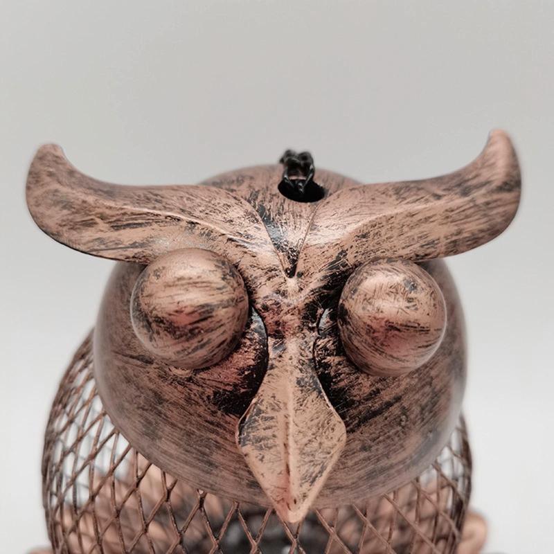 Wild Bird Feeder Distressed Metal Owl Outdoor Bird Feeders with Hanging Chain