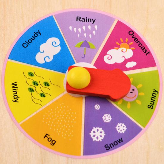 Kids Wooden Clock Toy Time Date Month Weather Season Preschool Learning Multi-function Portable Toddlers Early Educational Clock Toy