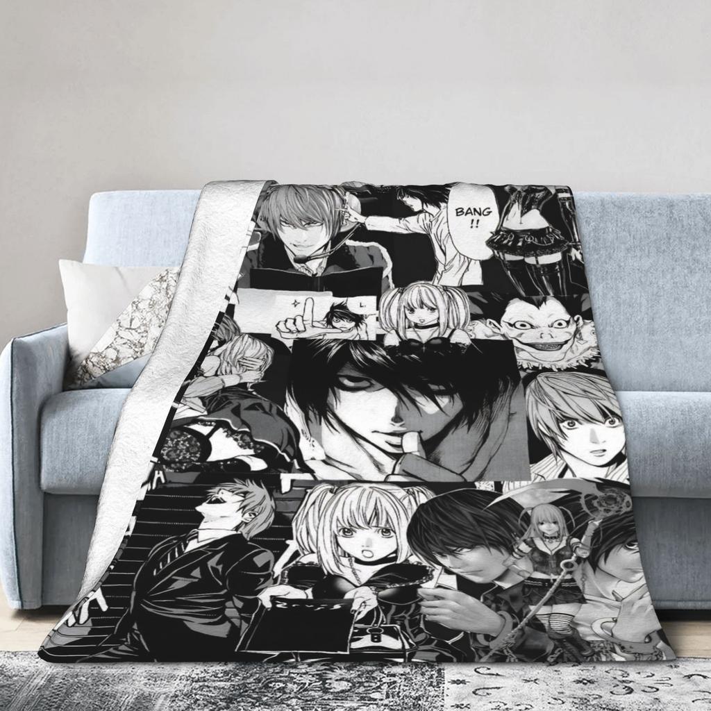 L Lawliet Knitted Blanket Deathnotes Anime Fuzzy Throw Blanket Bedroom Sofa Decoration Ultra-Soft Warm Bedspreads