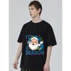 Christmas T-Shirt Black Santa Claus With It's The Season Text And Holiday Decorations For Festive Season