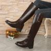 Long Equestrian Boots But Knee Autumn And Winter Tall Knight Boots Long Boots Round Head Thick Heel Women'S Boots
