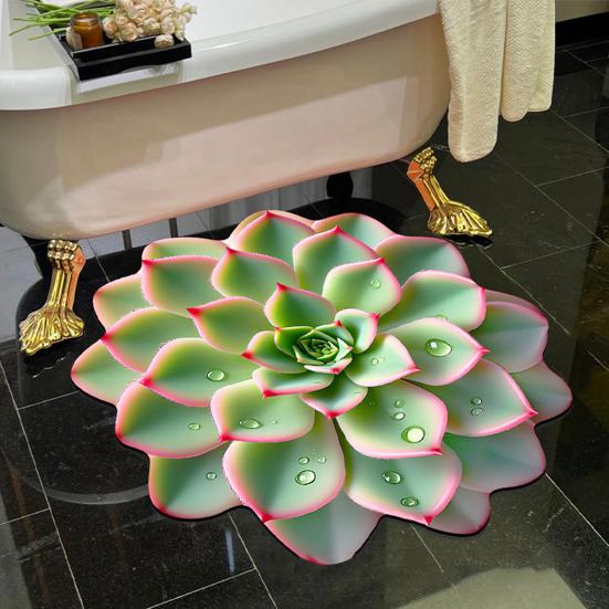 3D Flower Floor Mat Realistic Absorbent Flower Carpet Non-Slip Decorative Area