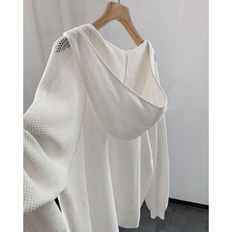 

Красивый, Ленивый и Классный, Модный G Sense Вязаный свитер с капюшоном с вырезами для женщин White S