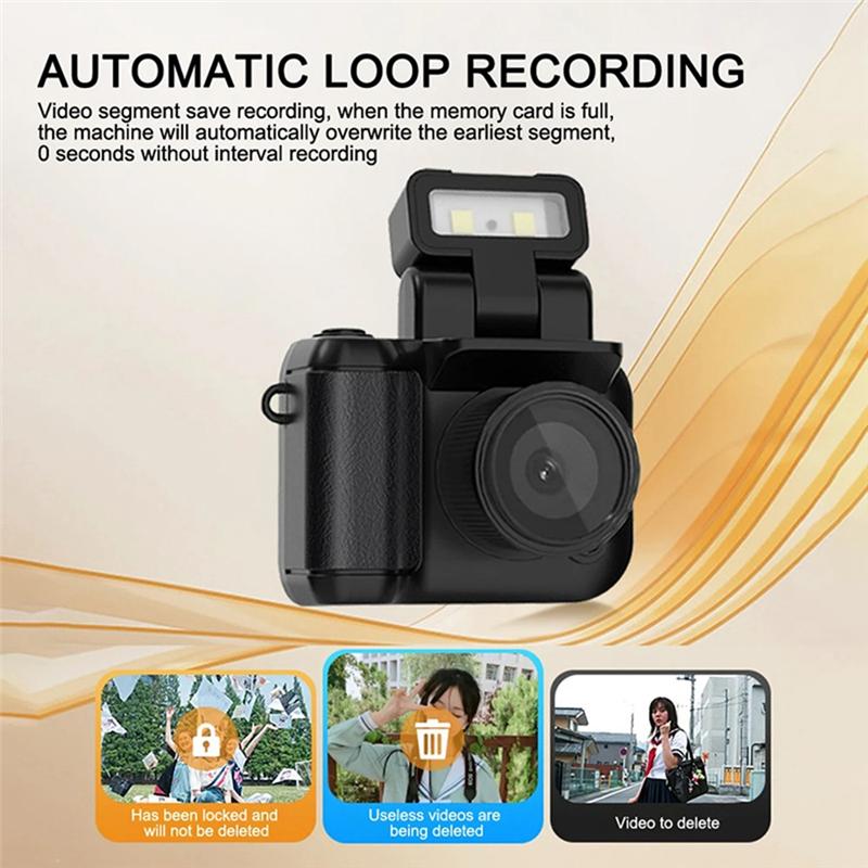 Mini SLR Style Camera Cmos With Flash Light And Charging Dock Portable Video Recorder DV 1080P With LCD Screen A