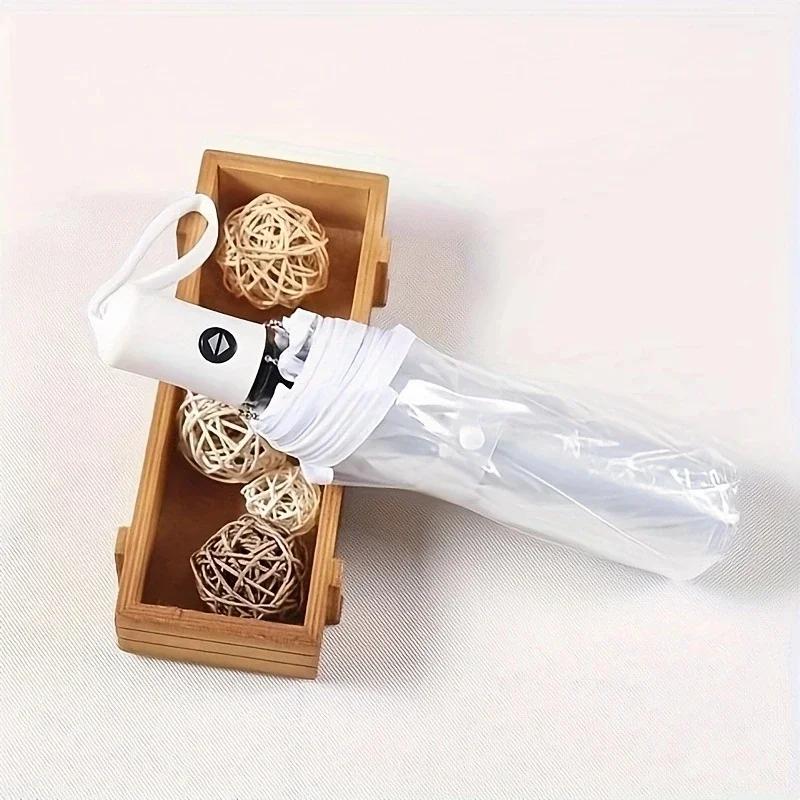 

1 шт. - Прозрачный зонт складной полностью автоматический прозрачный трехсекционный зонт водонепроницаемый портативный и компактный белый