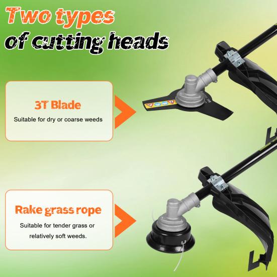 52CC 2-Stroke Gas Powered Lawn Mower with Ergonomic Handle, Powerful Engine Weed Trimmer Lawn Mower, Gas Powered Hedge Trimmer, Weed