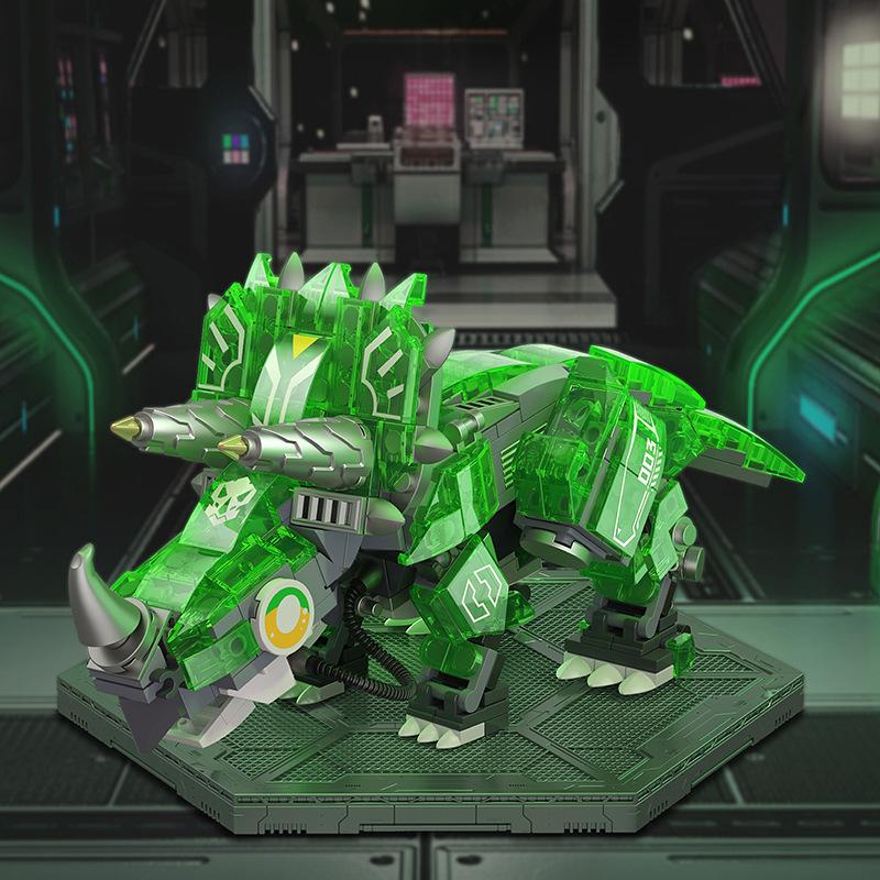 Luminous Dinosaur Building Blocks Tyrannosaurus Rex Triceratops Spinosaurus Velociraptor Model Kids Toy Halloween Christmas Gift