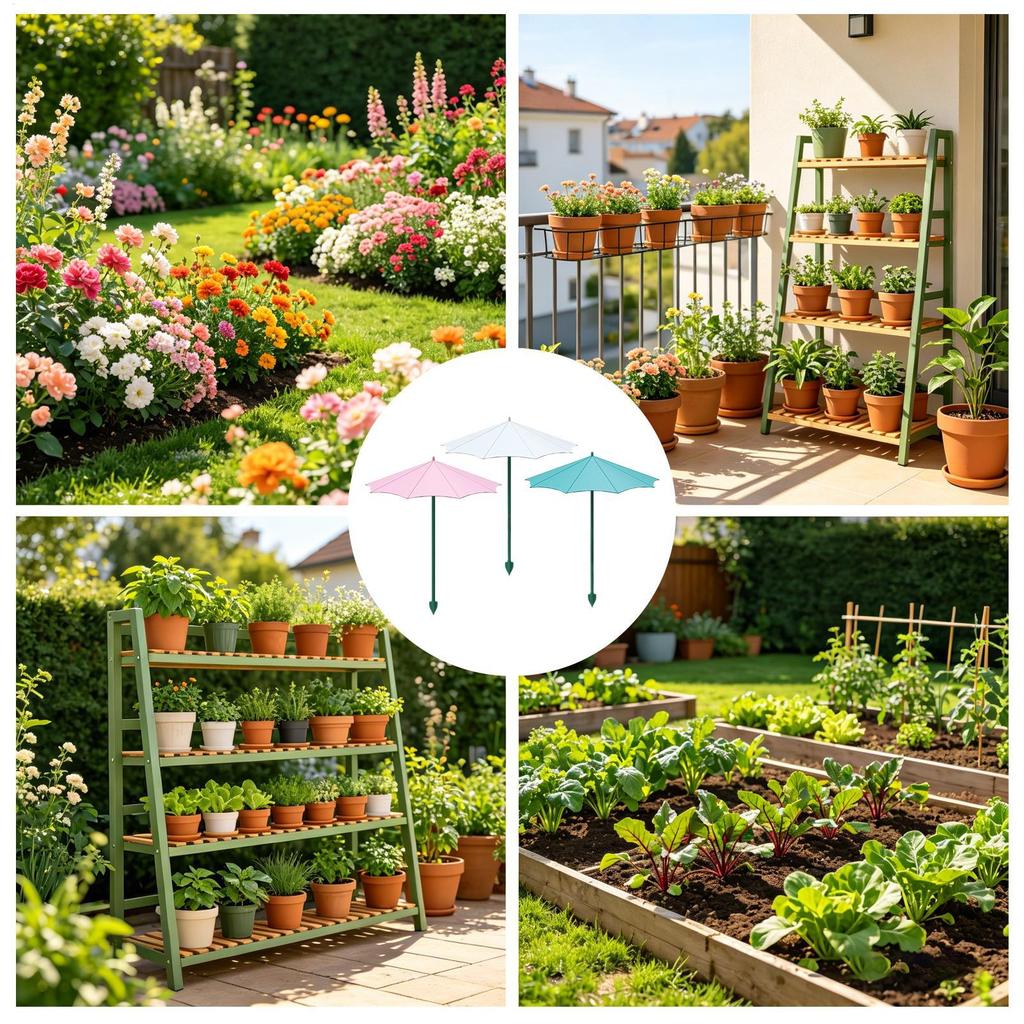Plant Umbrella 3 Pieces Sun Protection For Garden Potted Plants Succulents Pots Umbrella For Outdoor Yard Patio Porch Backyard