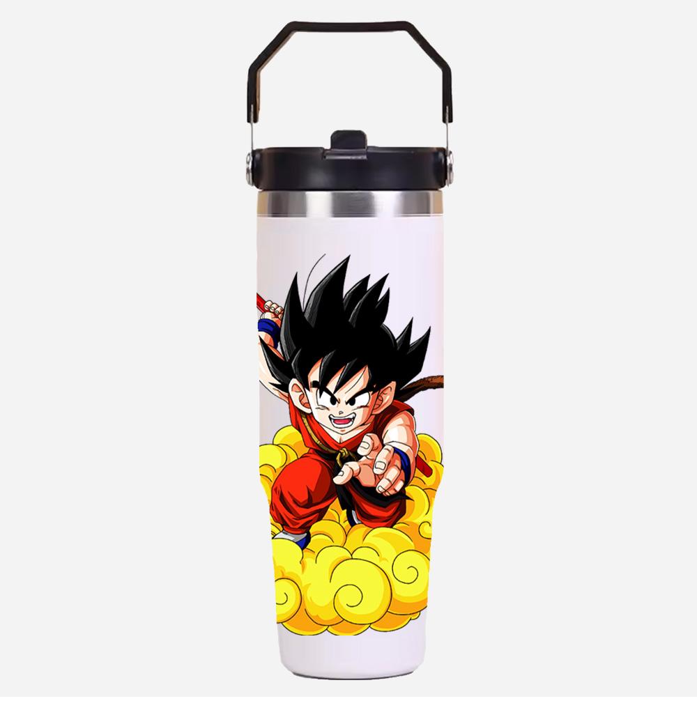 30oz Anime Printed Portable Car Cup Stainless Steel Thermos Cup with Straw Travel Sport Water Bottle Handle Coffee Vacuum Flask