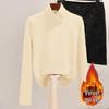Women's Plush Thermal Slimming Top - Half-High Collar, Velvet-Lined, Versatile T-Shirt for Autumn Winter.