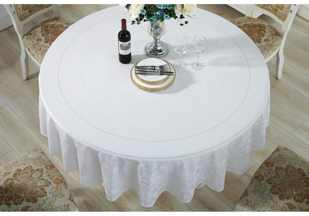 Large Round Table Water-proof Oil-proof Anti-scald Round Domestic Living Room Disk Table Hot Stamping Tablecloth Hotel Article