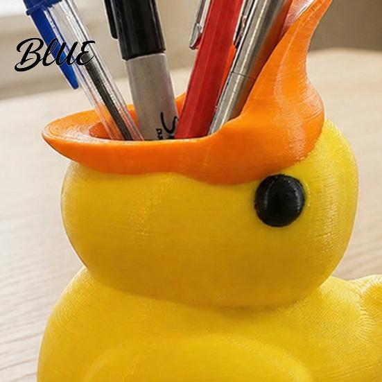Desktop Stationery Organizer Cute Yellow Duck Pencil Holder Creative PLA Organizer Stable Practical Storage Pen Cup Holder for Home Office