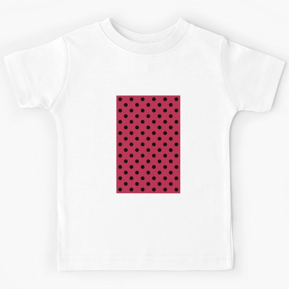 Black Polka Dots On Viva Magenta Kids T-Shirt 170