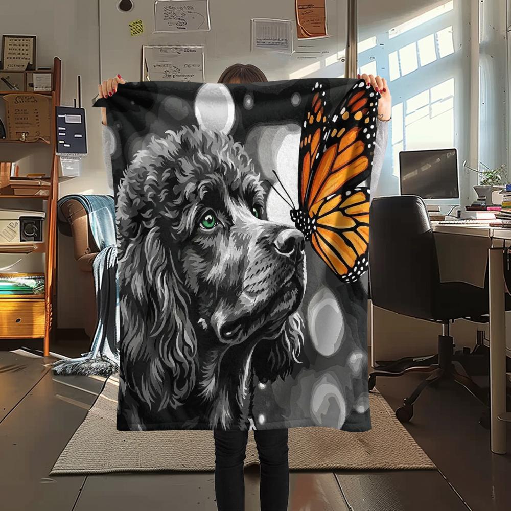1PC Watercolor Pet Art Print Flannel Blanket, High quality All Seasons, Home Decor, Warmth and Comfort, Perfect for Christmas Gifts